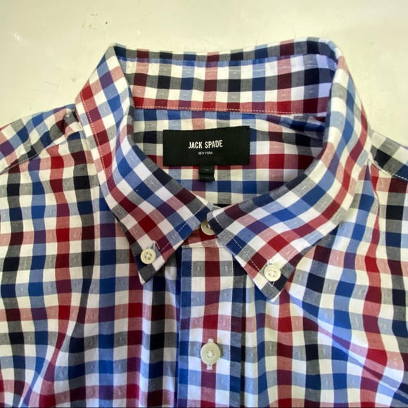 Jack Spade Men’s Plaid Long Sleeve Button Down Shirt Red Blue Size Large - Picture 3 of 9